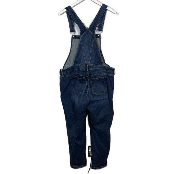 Torrid Women Plus Size 18 Dark Wash Denim Crop Overall Distressed Stretch Pocket - Picture 5 of 10